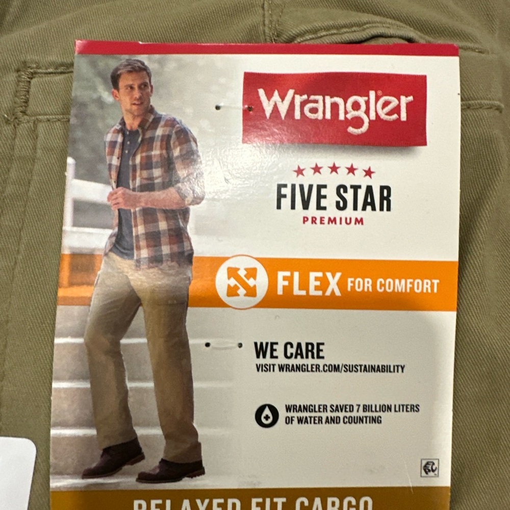 Wrangler Five Star Men’s Relaxed Fit Cargo Pants - Khaki 34x34 - Picture 2 of 10